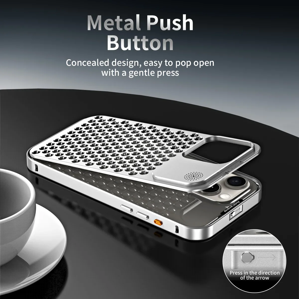 

Luxury Aroma Diffuser Metal Phone Case For iPhone 15 12 13 14 Pro Max Plus Cooling Hollow Heat Dissipation Aluminum Cover Funda