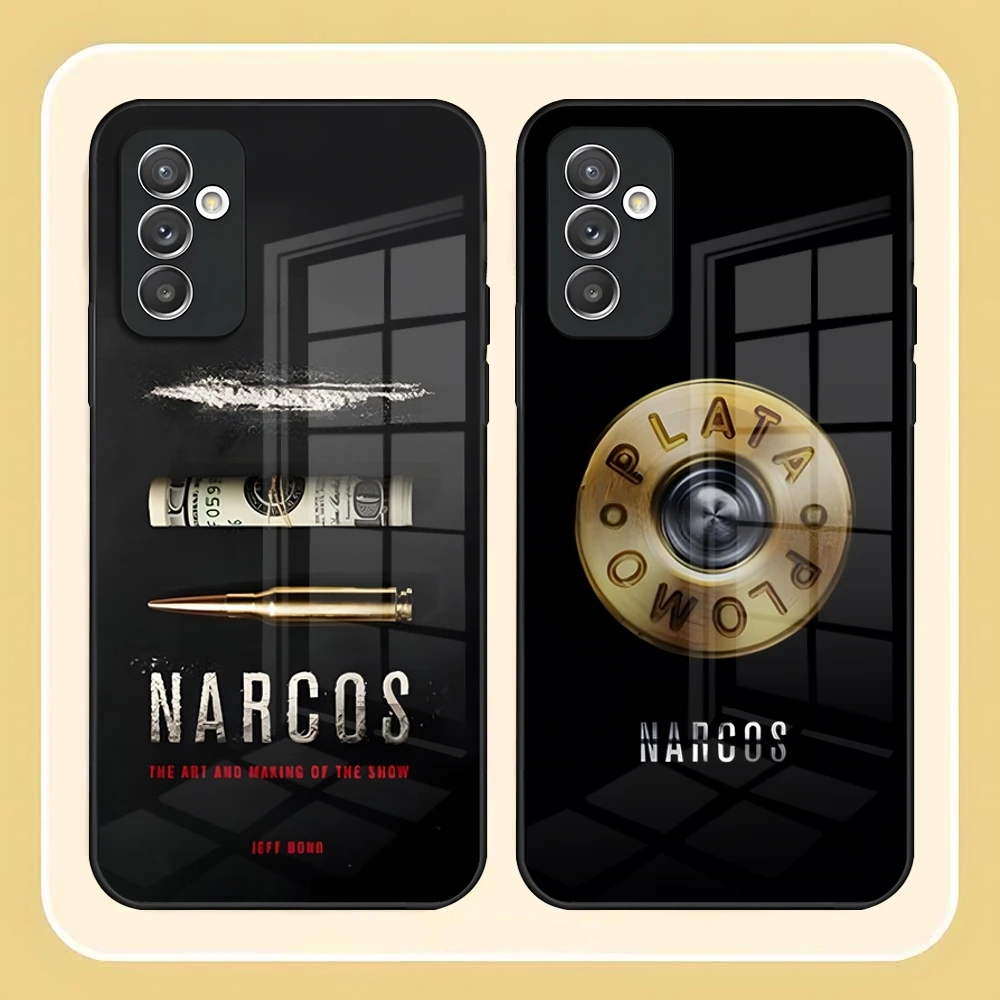 Фото Plata O Plomo Narcos Pablo Escobar Чехол для телефона Samsung S24 Ultra S23 S22 S20 Fe S21 Plus A54 A34 A24 A53 A13 A16 Стеклянный чехол №1