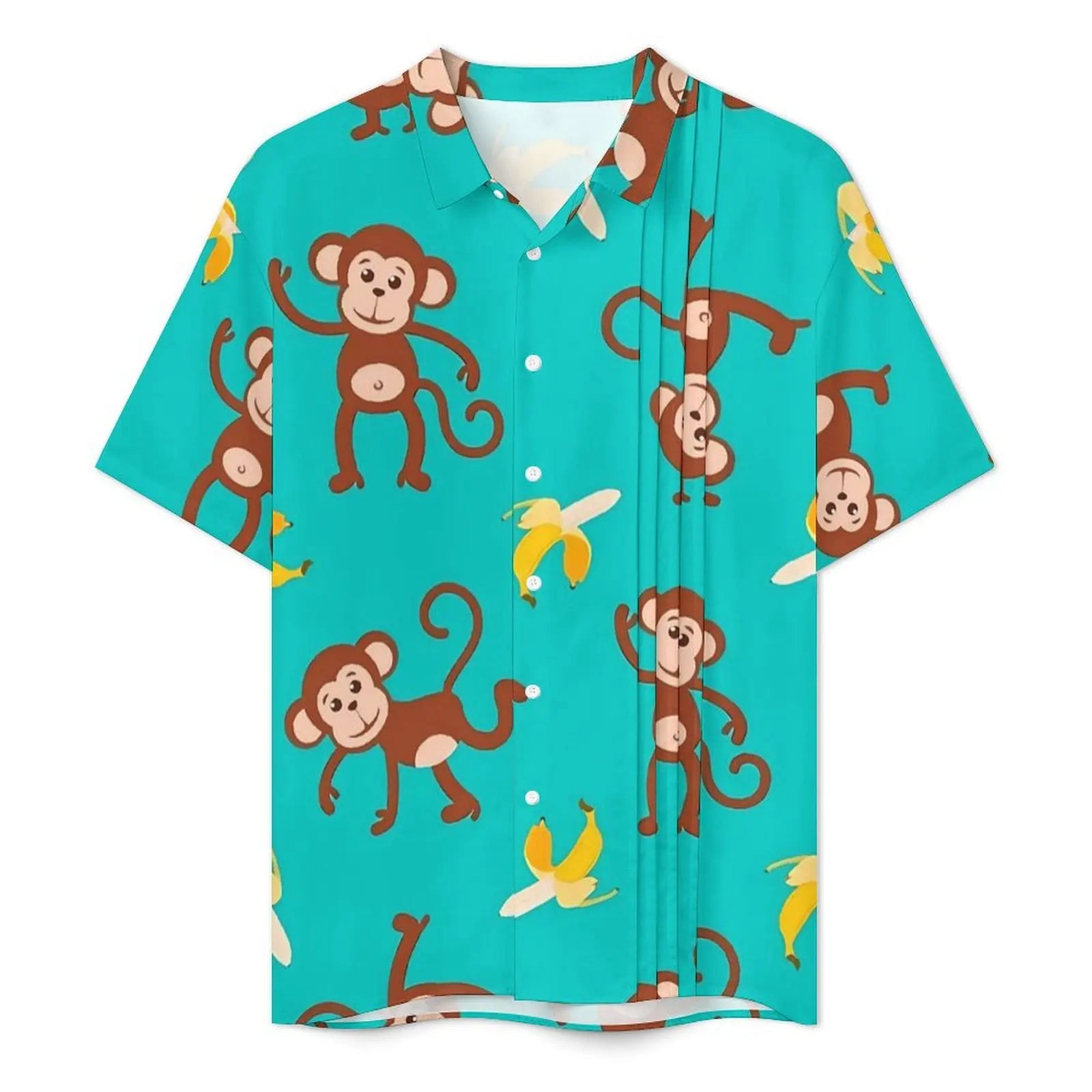 Пляжная рубашка с забавными обезьянами и бананами милые летние повседневные
