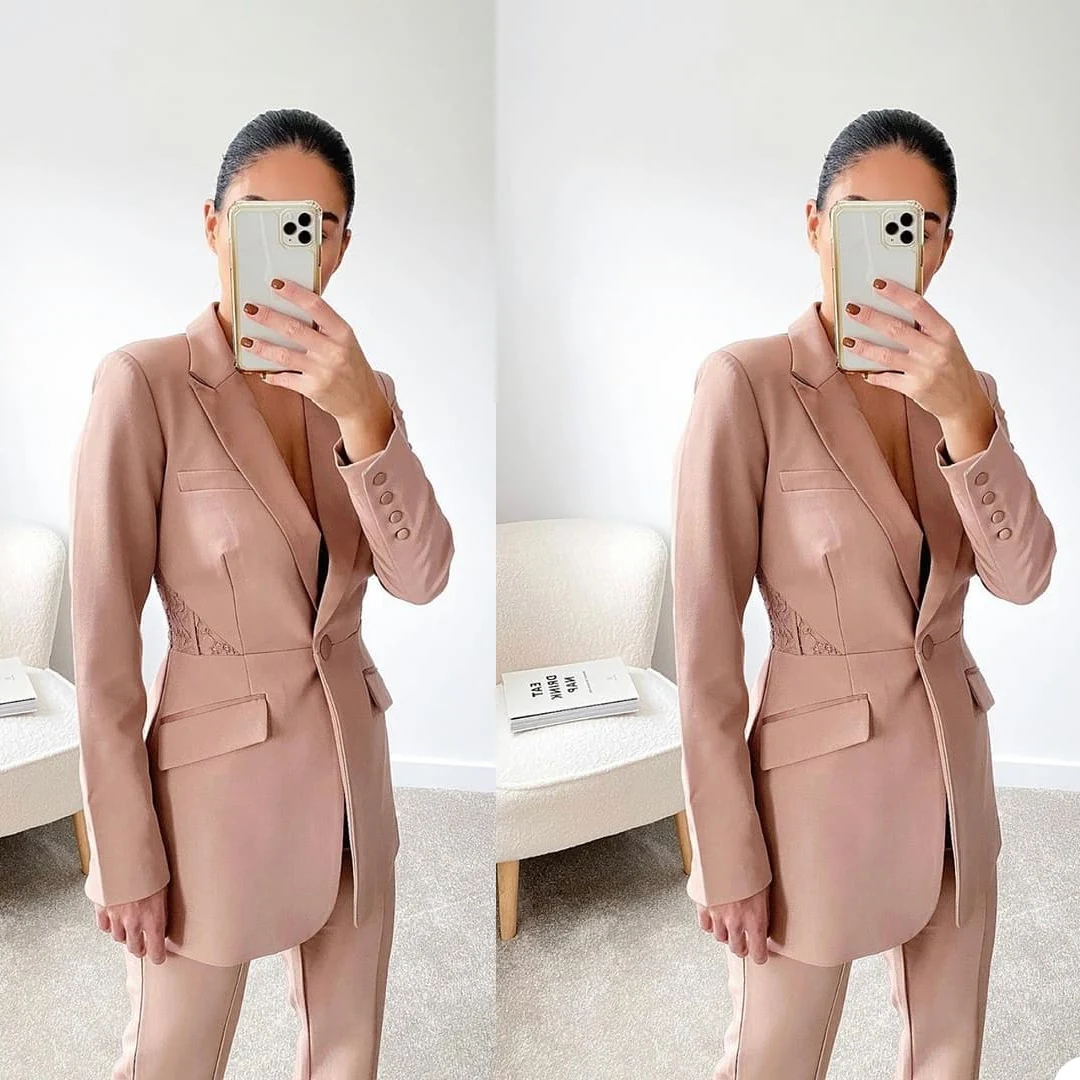 

High Quality New Designer Lady Pant Set Business Formal Party Pantsuits 2 Pieces Fashion Blazer Jacket With Trousers