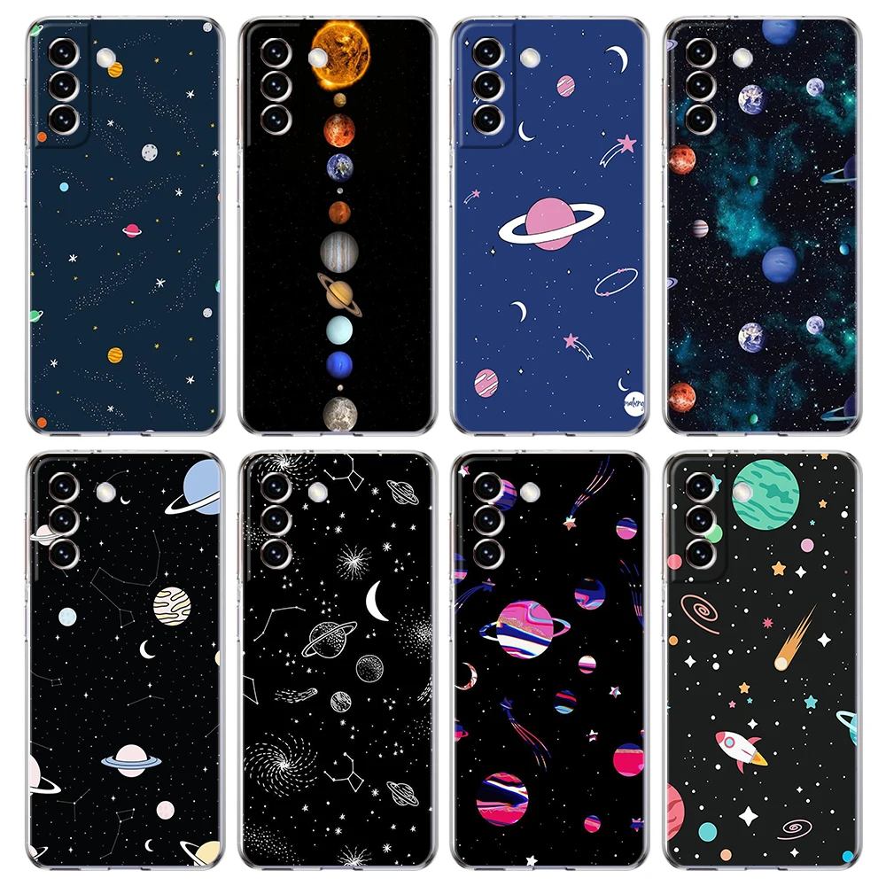 Чехол Sky Space Planet Black White Sun Moon Stars для Samsung Galaxy S24 S23 S22 S20 S21 FE Ultra S10 S10E S9 S8 Plus 5G