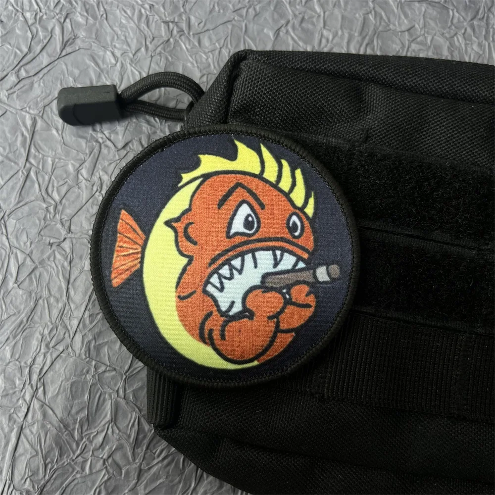 Файтинговые нашивки с рисунком хелловой рыбы для одежды искусственный рюкзак