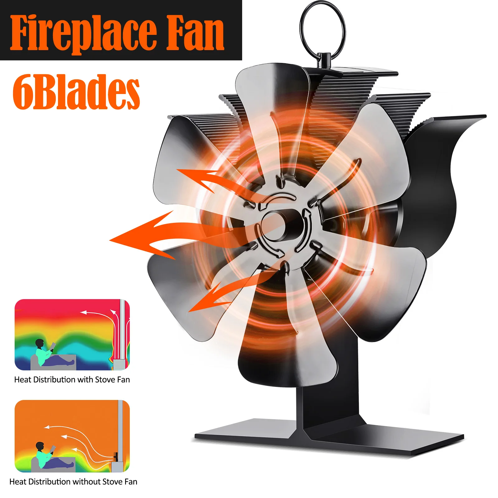 Обычный вентилятор для плиты с 6 лопастями нагревательный индикатором