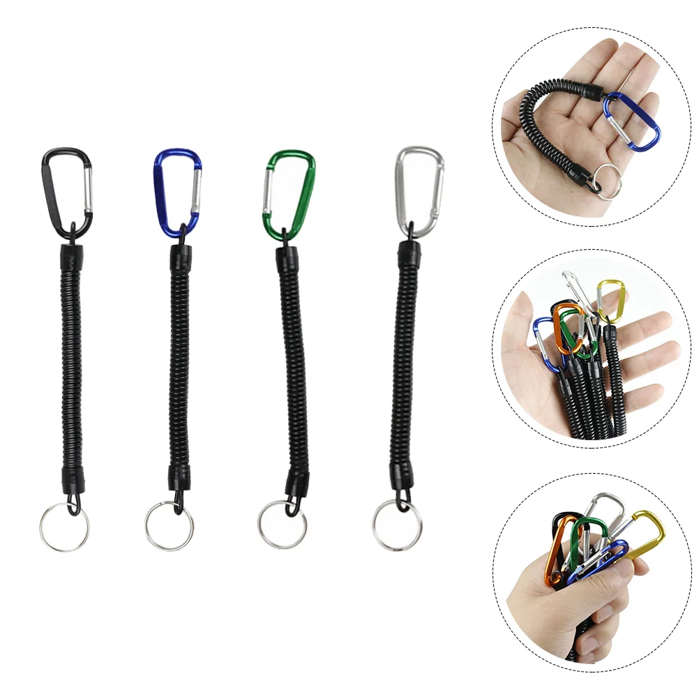 

Fishing Elastic Strap Buckle Anti-lost Spring Rope Stretchy Coil Keychain Wear Resistant Keyring Retractable Chains Rings
