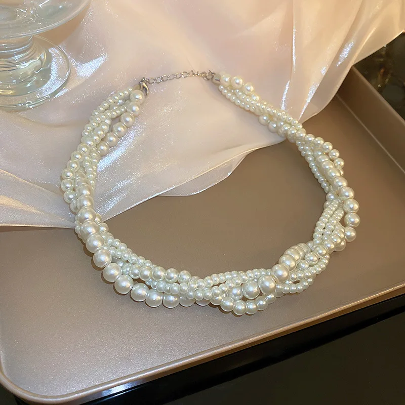 

Французское винтажное роскошное многослойное жемчужное ожерелье, модное индивидуальное ожерелье-чокер для женщин, классический дизайн, аксессуары, ювелирные изделия