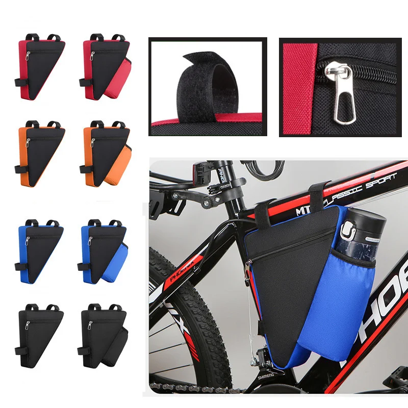 

Велосипедная треугольная сумка на седло, сумочка на переднюю раму велосипеда, держатель для бутылки с водой, сумка для хранения велосипедны...