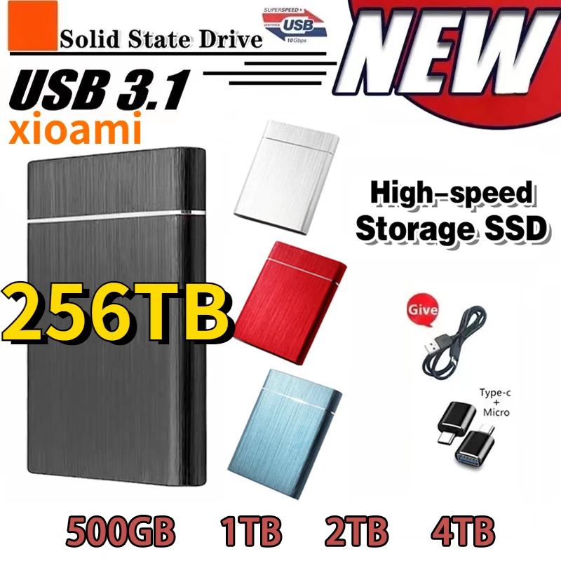 

High-Speed USB 3.0 External SSD 1TB 2TB Portable Solid State Drives Type C 500GB 4TB Mobile Mini Hard Disks for Laptops Notebook