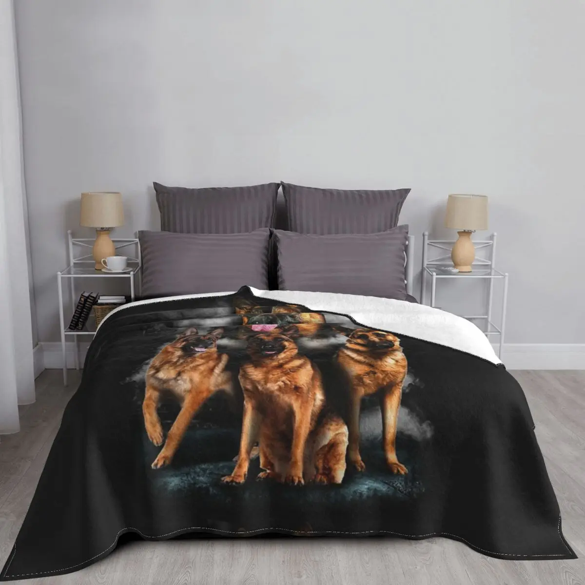 

German Shepherd Dog Blanket Cover Gsd Lover Animal Flannel Throw Blankets Bedding Couch Personalised Soft Warm Bedspreads