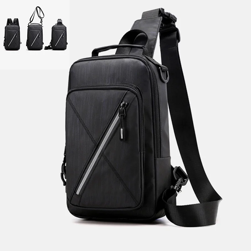 

Men Nylon Backpack Rucksack Knapsack Cross body Bags USB Charge Port Male Military Single Messenger Chest Bag Daypack 4 USES