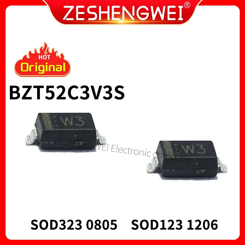 

100PCS BZT52C3V3 SOD-123 SMD 1206 SO323 0805 Voltage Stabilized Diode (Marking W3) In Stock