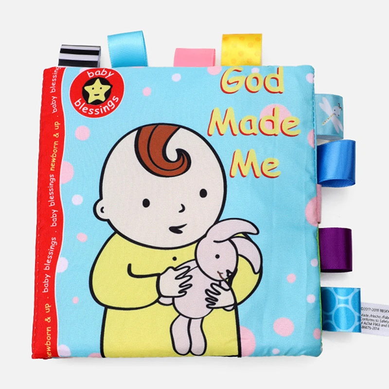 

Этикетка из детской ткани God Made Me And Animal, неплохое взаимодействие родителей и детей, пазл для младенцев, книга из ткани для раннего развития, и...