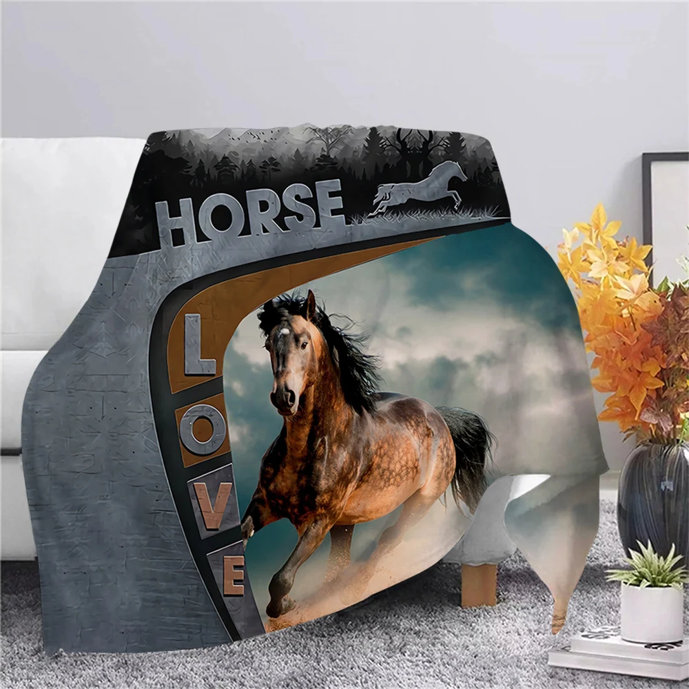 

CLOOCL Haflinger Horse Warmth Flannel Blanket Print Animal Throw Blanket Hiking Picnic Blanket Office Nap Blanket Sherpa Blanket