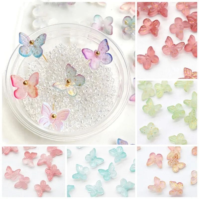 20pcs 11x9mm Butterfly Shape Lampwork Crystal Glass Loose Beads for Jewelry Making DIY Crafts Findings