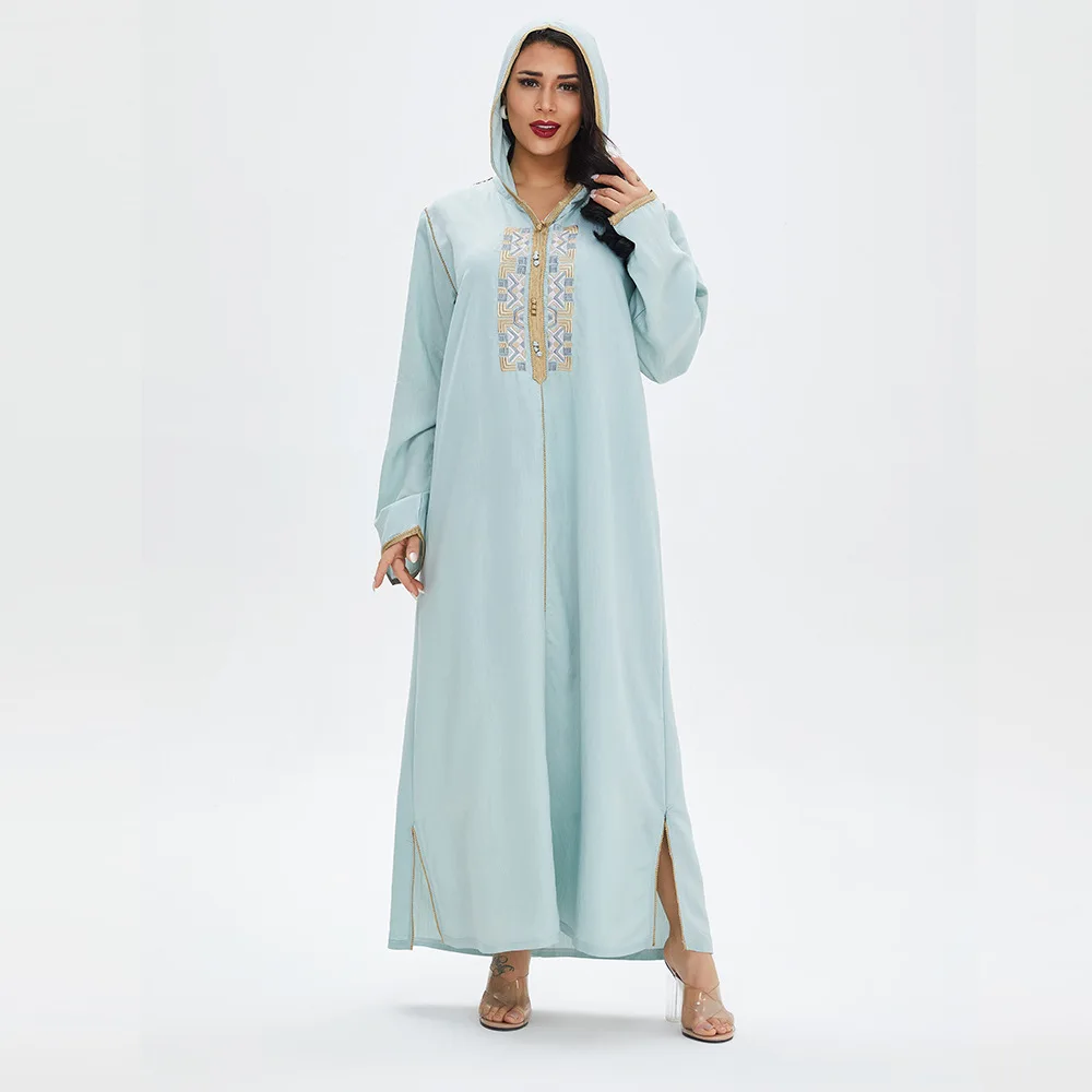 Muslim Dress Pajamas Dubai Women's Fashion Casual Embroidered Dress Large Size Middle East Robe Abayas For Women