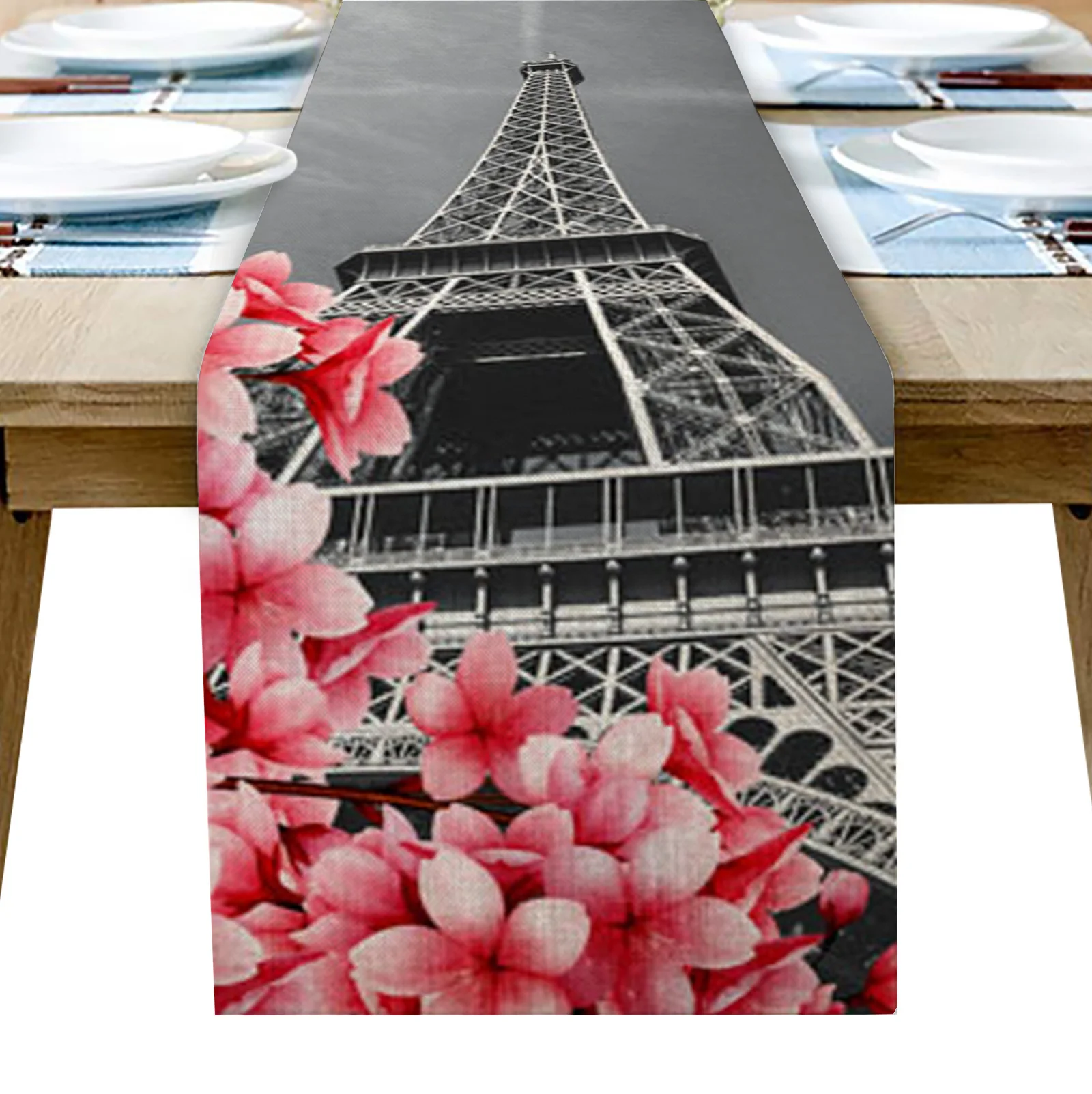 Розовая вишневая Цветочная настольная дорожка украшение для дома обеденного