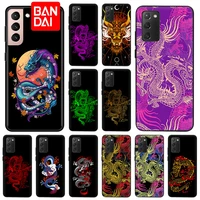 for samsung galaxy s22 ultra 5g s21 plus s20 fe s10 note 20 10 lite 9 8 case dragons pattern black soft matte cover funda coque