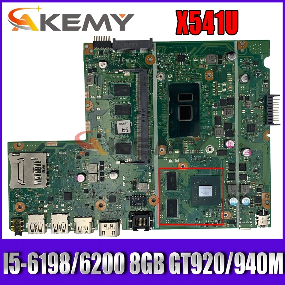 

Материнская плата для ноутбуков ASUS X541UJ X541UV X541UVK X541UQ X541UQK X541UA X541UAK X541U, системная плата стандарта/6200 процессора 8 Гб GT920/940M