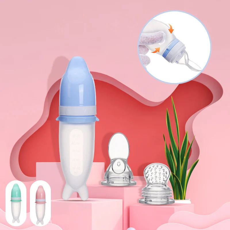 

Baby Feeding Bottle Dolphin Silicone Rice Cereal Spoon Newborn Tableware Baby Goods Feeding Spoon Bottle For Babies Feeder