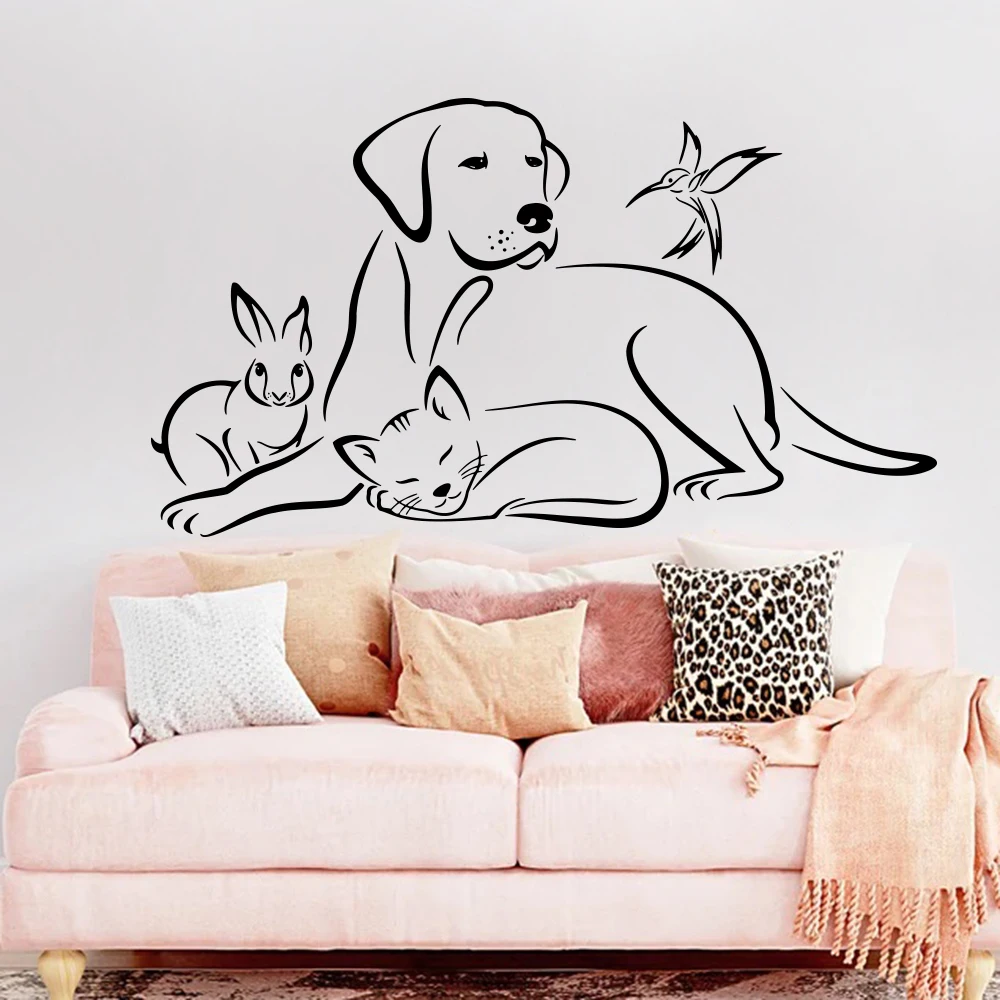 

Dog Cat Bird Rabbit Pet Shop Wall Sticker Living Room Veterinary Animals Window Wall Decal Bedroom Vinyl Home Decor