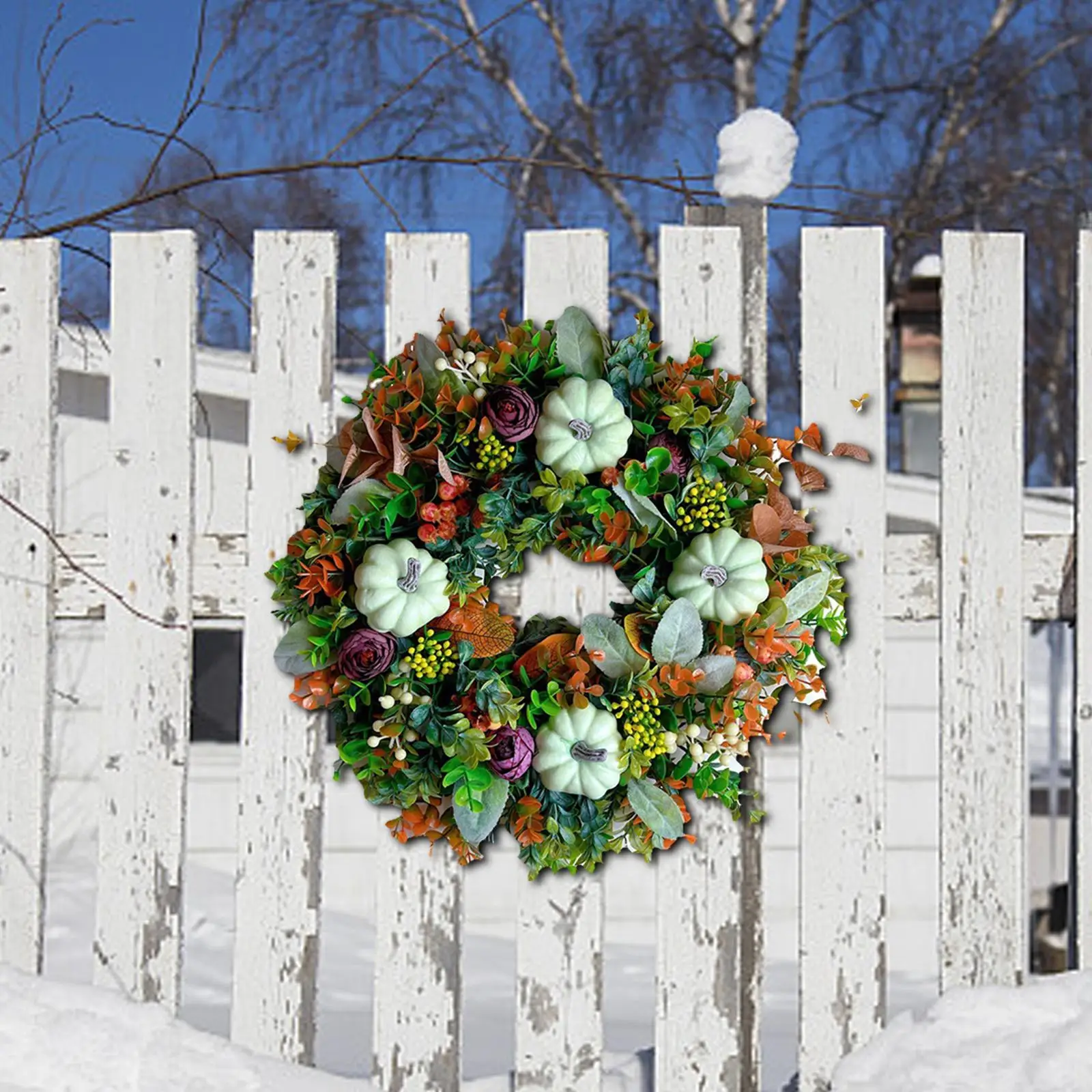 

Autumn Pumpkin Wreath Garland Door Sign Door Wreath for Fireplace Wall Decor