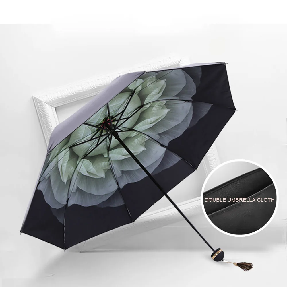

Anti-Ultraviolet Dual-Purpose Daisy Double-Layer Vinyl Sun Umbrella Sunshade Umbrella Windproof Travel Umbrella Water Resistant