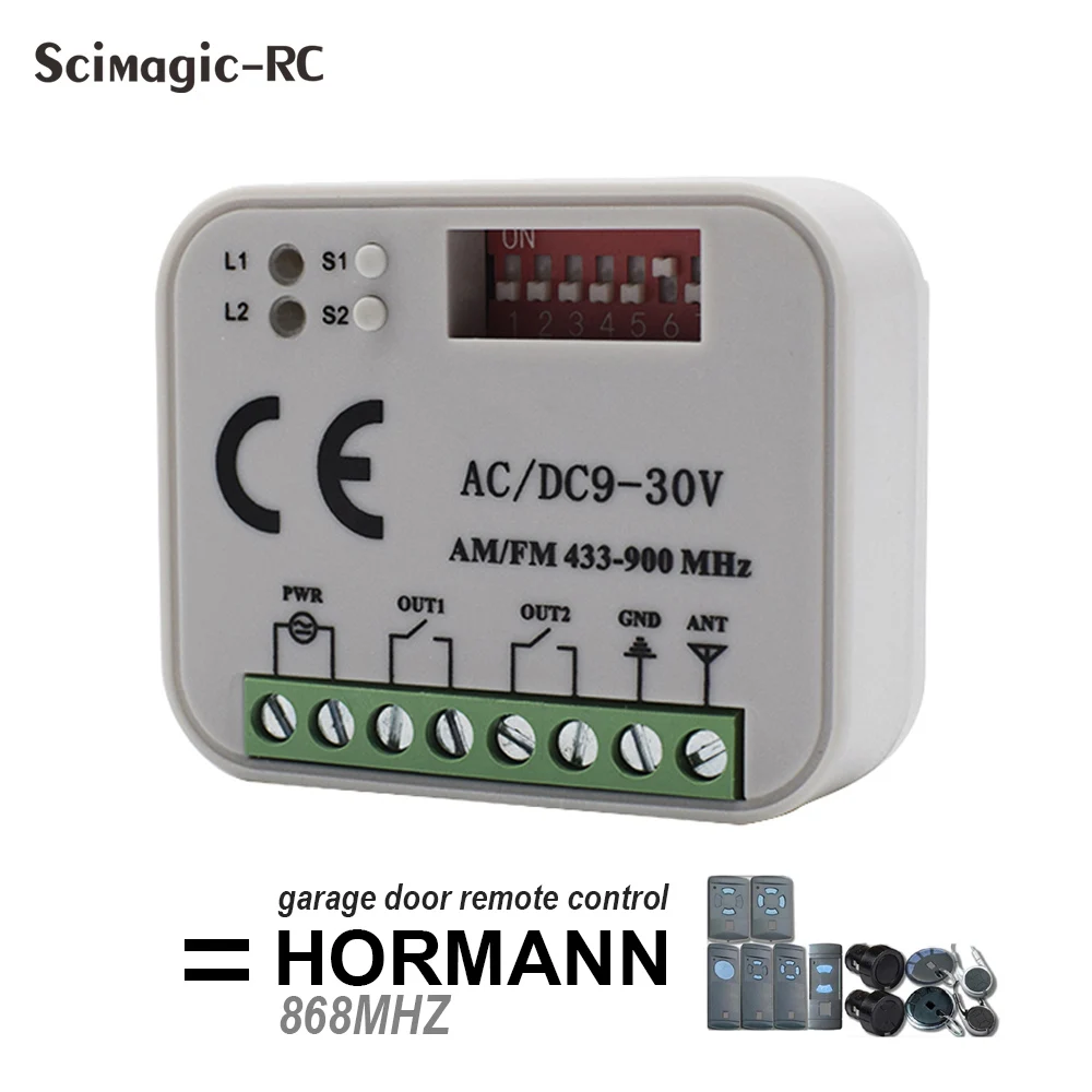 

Universal Garage Door Receiver Controller 2CH Switch 12V 24V for Blue Button HORMANN 868 Mhz Remote Control HSE2 HSE4 HSM2 HSM4