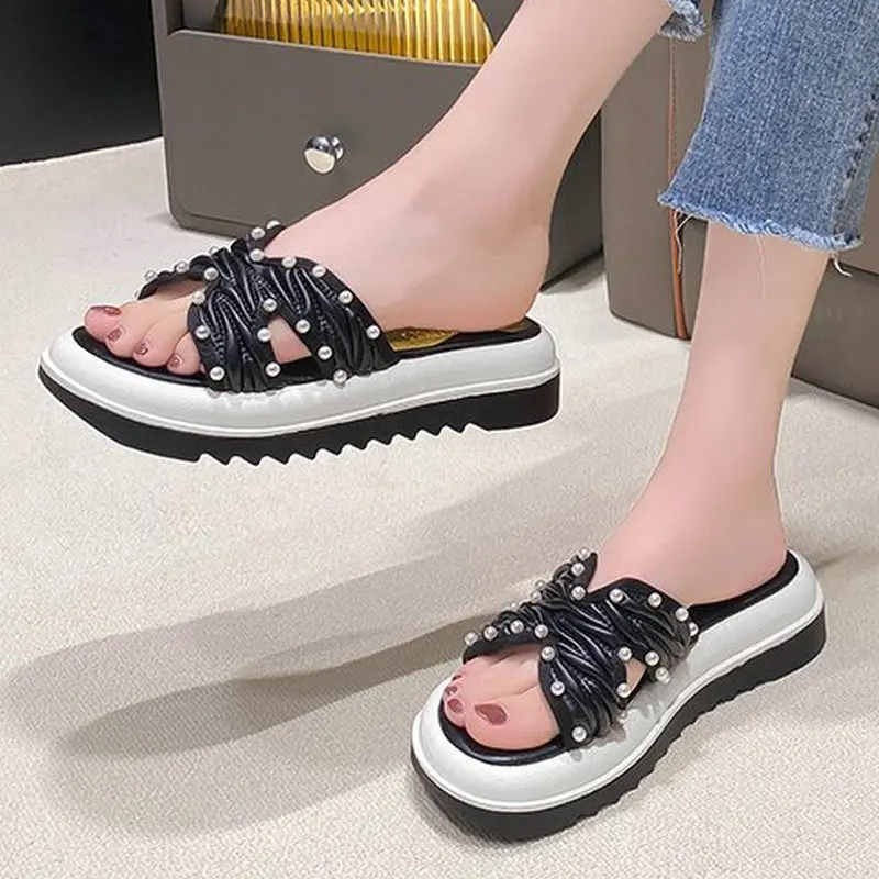 Hot Sale 2023 Summer Slippers Women Light Wedges Fashion Comfortable Shoes Casual Women Thick Bottom Elegant Simple Slippers