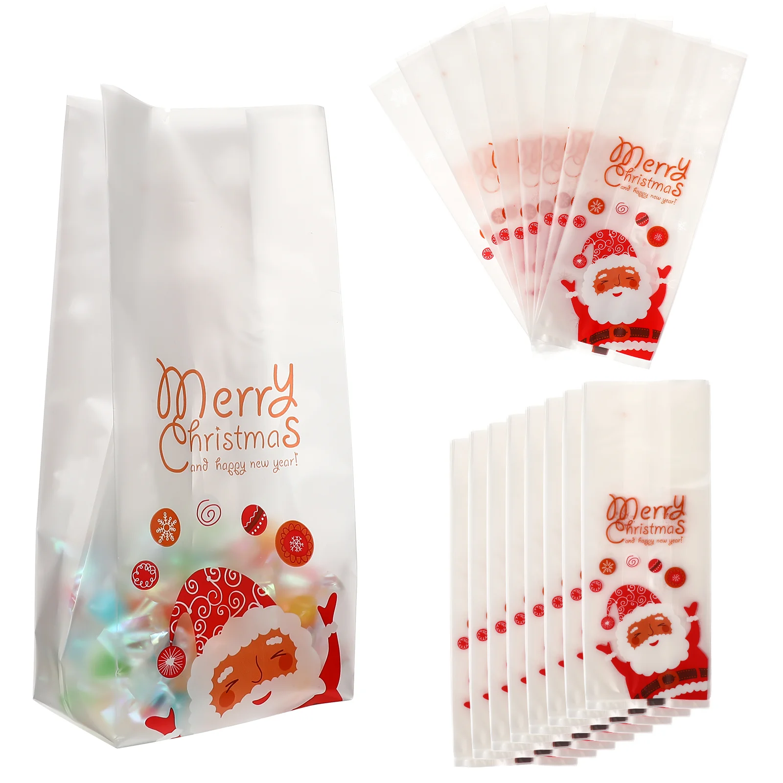 

Christmas Candy Treat Gift Cellophane Goodie Cookie Pouches Biscuit Favor Packaging Kids Wrappers Santa Claus Thanksgiving Box