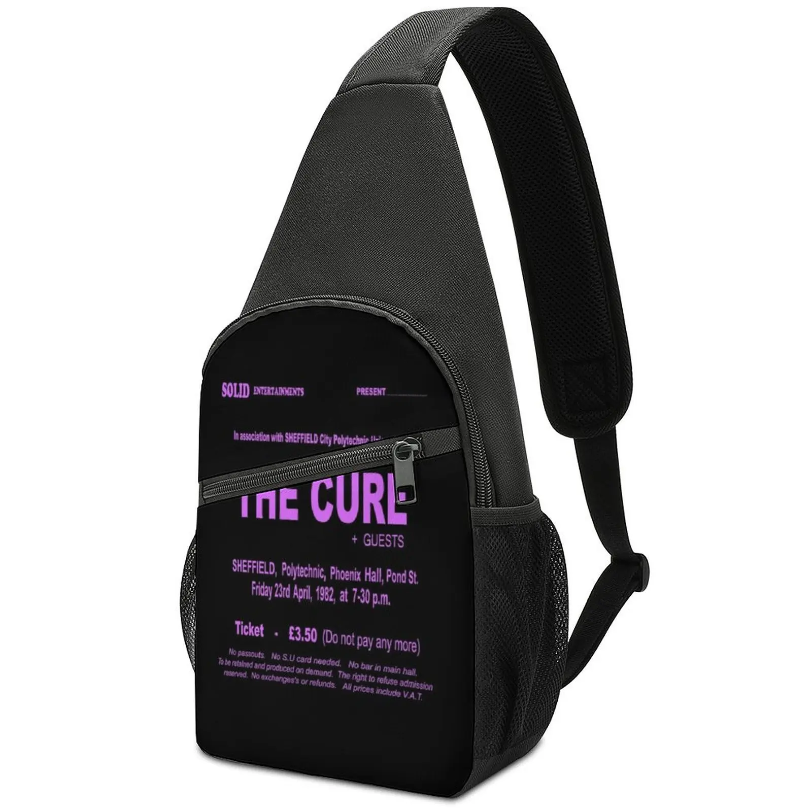 

The Cure Retro UK Sheffield Shoulder Bags Gig Ticket Long Pink Print Retro Chest Bag Business Cycling Sling Bag Print Small Bags