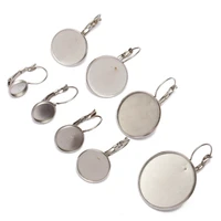 6 20mm french 316l stainless steel cabochon earring settings blank base diy earrings hooks accessories jewelry findings