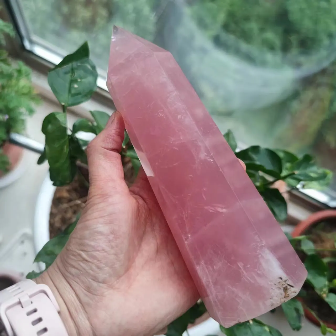 Розовый кварцевый кристалл палочка-милый розовый кристаллический кварц