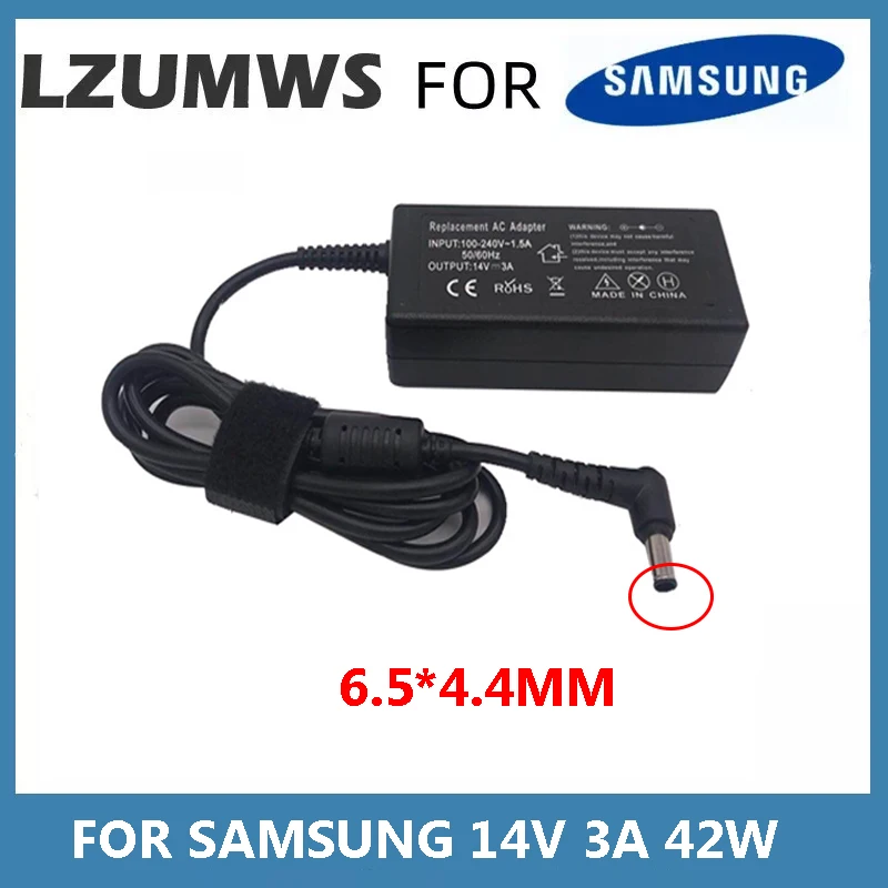 

14V 3A 42W 6.5*4.4MM Power Adapter For Samsung Laptop Display S27B350H 15" 17" 18" 19" 20" 22" 23" 24" 27" Monitor TV LED LCD