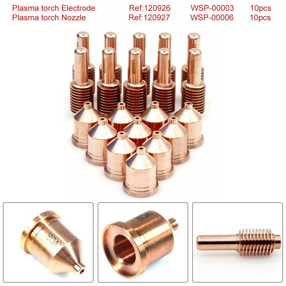 

Cutting Torch Tip Plasma Nozzle Tips 120927 20pcs 80A Accessories Electrode Replacement 120926 Factory Workshop