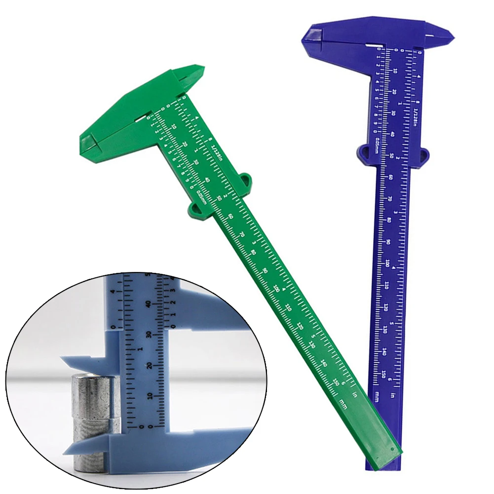 

0-150mm Vernier Calipers Plastic Double Rule Scale Depth Height Jewelry Measurement Measuring Tool Woodworking Manual Tools