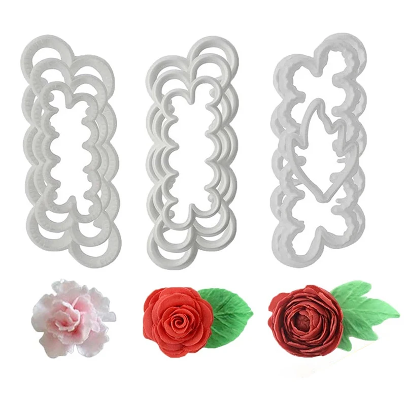 

3Pcs 3D Petal Cake Cutter Flower Biscuits Icing Cookie Tools Roses Carnations Peony Shape Decorating Mould DIY Kitchen Baking