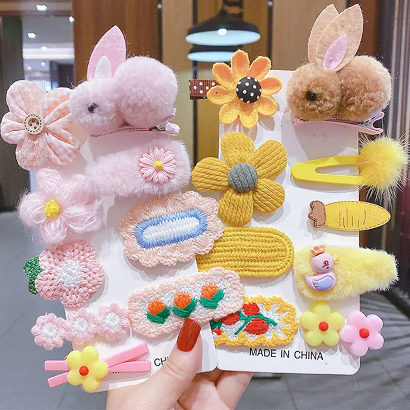 

Cute Hair Clips for Girls Non-Slip Hair Clips Set Cute Girly Hair Clips Lovely Bunny Bowknot Flower Hair Snap Clips for Girls