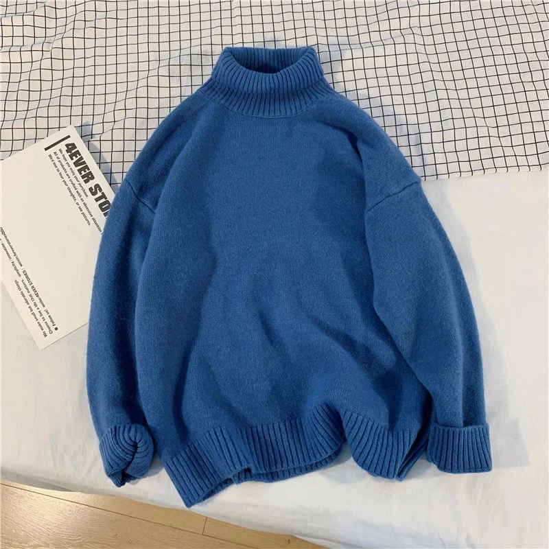 

2023 Color Turtleneck Sweater Men And Women Personality Hong Kong Style Couple Knitting Fashion Brand Pure Wool sweater