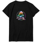 Мужская черно-белая футболка унисекс с коротким рукавом и принтом грибов