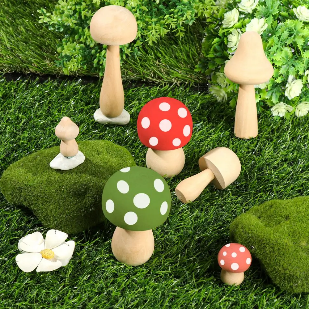 

Creative wood furnishings set home diy painting, small mushroom car wooden ornaments