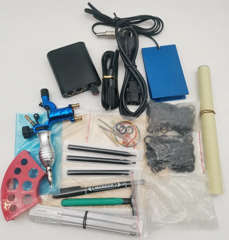 

KT034 Complete Tattoo Kit for Beginners Mini Power Supply Foot Pedal & Needles Dragonfly rotary Machine Guns For Tattoo