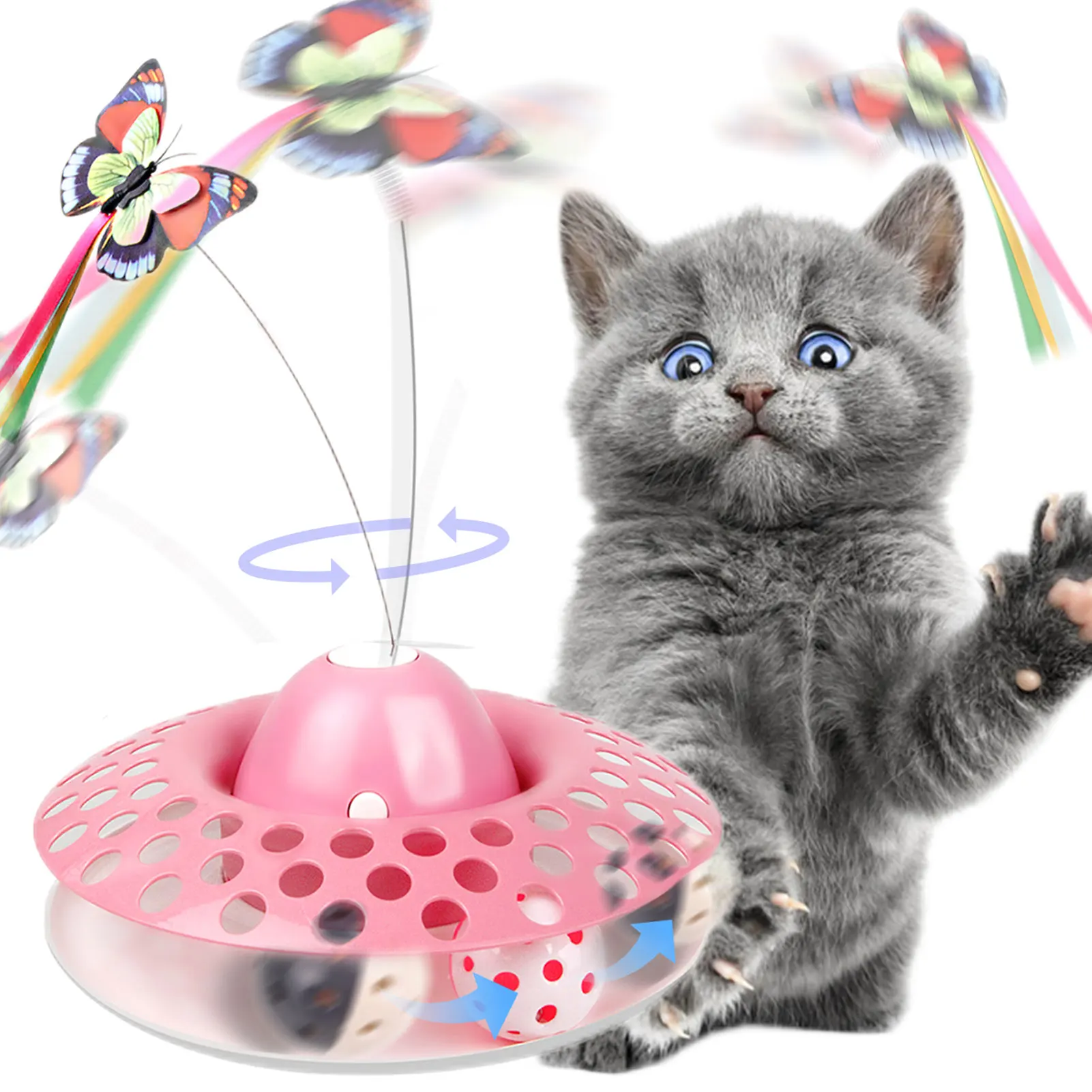 

Automatic Butterfly Teaser Cat Toy Electric Rotating Cat Toy Cat Scratch Toys Interactive Cat Exercise Training Cats Wand