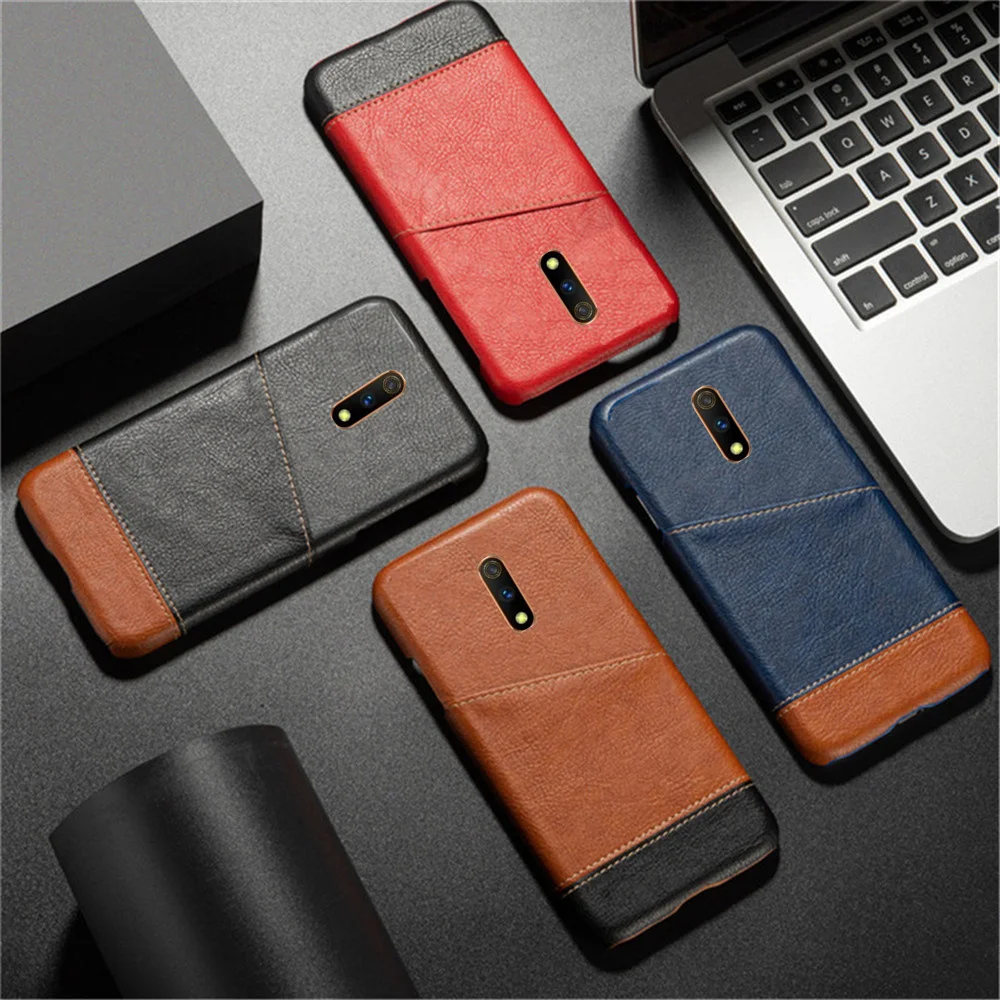 

Slim Case For OPPO Realme X Case Mixed Splice PU Leather Credit Card Cover For OPPO Realme X RMX1901 Oppo K3 CPH1955 Coque Funda
