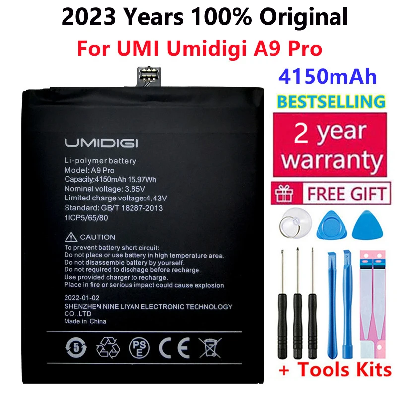 

2022 Years 100% Original For UMI Umidigi A9 Pro Battery For UMIDIGI A9 Pro A9Pro 4150mAh Cell Mobile Phone Batteries Bateria