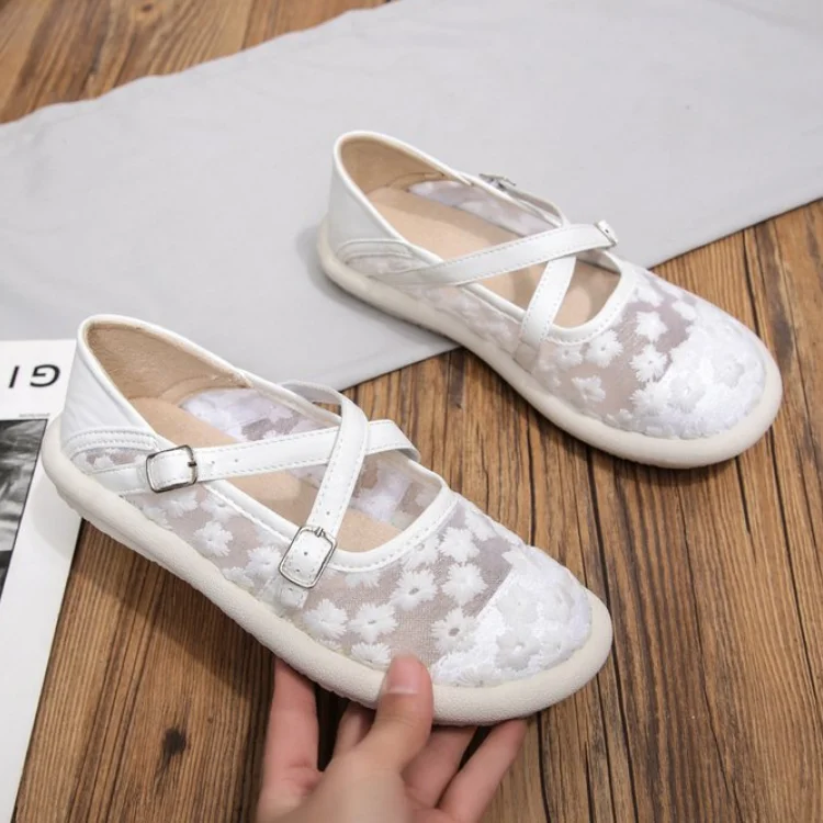 

New Women's Breathable Mesh Flower Lace Casual Shoes Fashion Flat Women's Shallow Mouth Fashion Comfortable Loafers Women Shoes