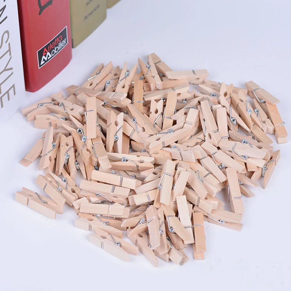 

50pcs Photo Multifunctional Home Clothes Reusable Mini DIY Craft Peg Paper Wooden Clip