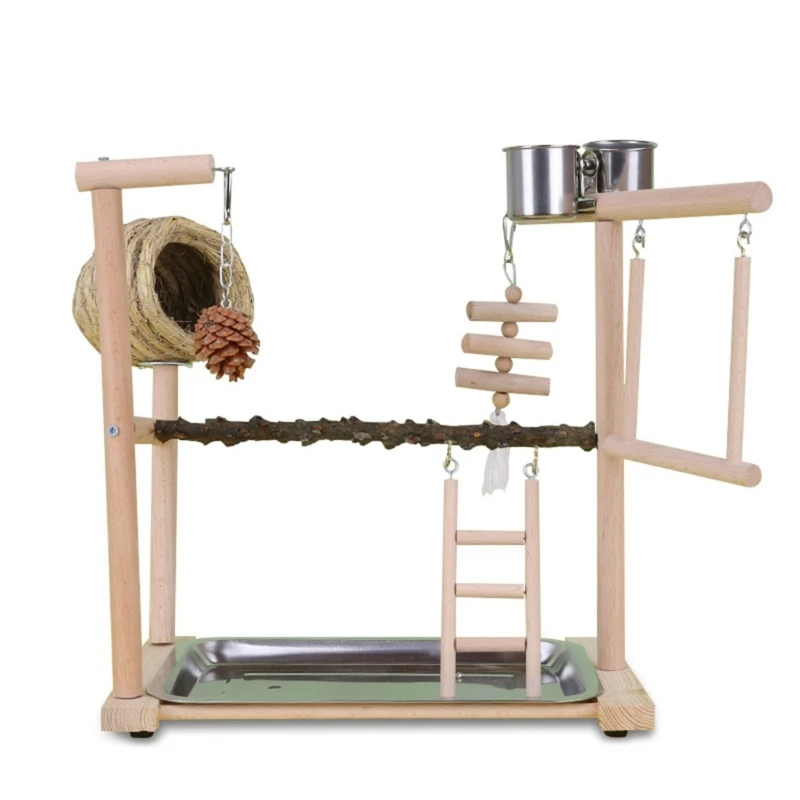 

Bird Swing, Parrots Cage Toy, Swing Bridge Training Playstand with Tray Cups DropShip