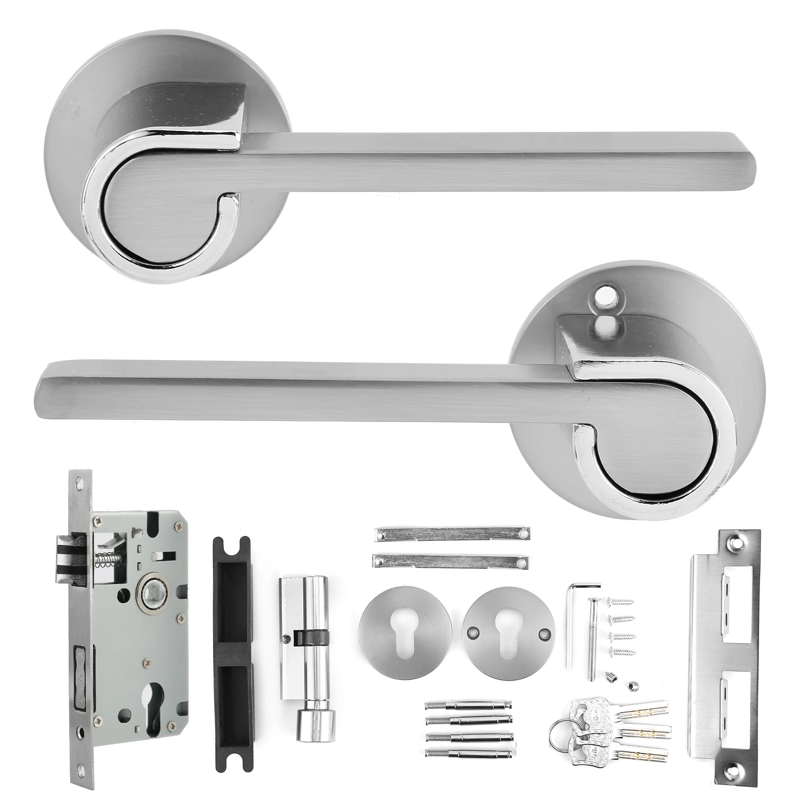 

Brand New Mechanical Door Handle Lock Aluminum Alloy Mute Anti-Theft Lockset Universal For Indoor Bathroom