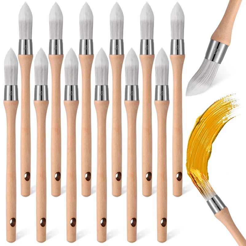 

12Pcs Trim Painting Tool Edge Clean Painting Tool Corner Paint Brush Round Small Paint Brushes Thin Trim Brush 24Cm