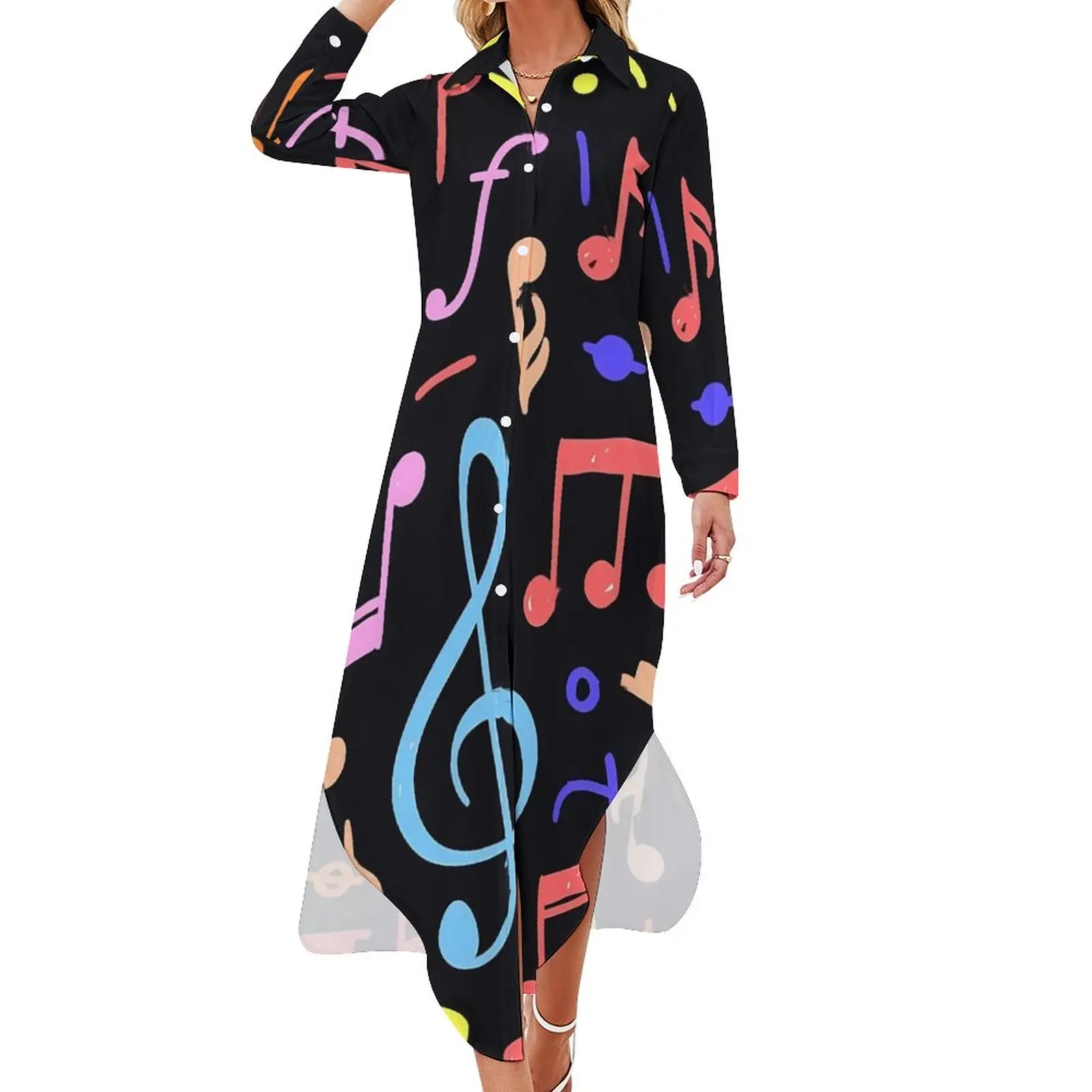 

Шифоновое платье с длинным рукавом и V-образным вырезом, размеры до 6XL