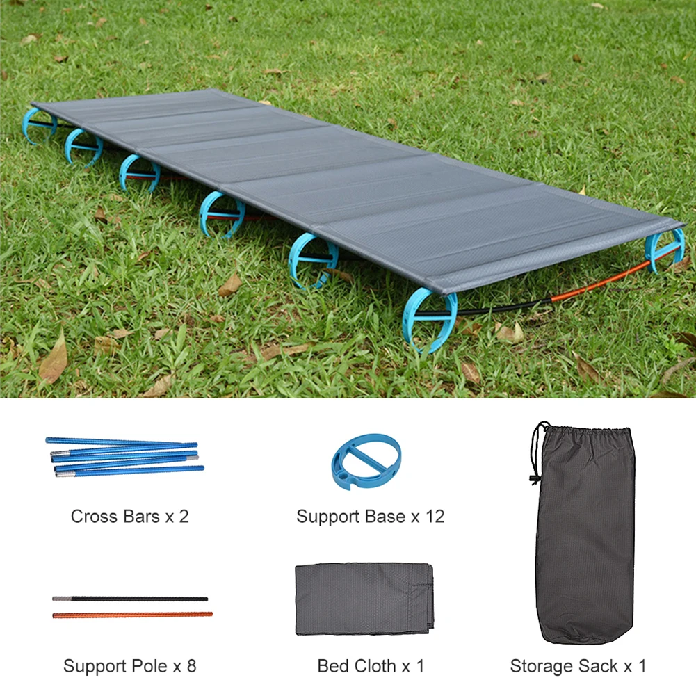 

1pc Ultralight Folding Single Camping Bed Travel Cot Tent Bed Aluminum Alloy Frame Beds Cloth Cross Bar Support Rod Outdoor Tool